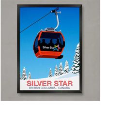 silver star ski poster, ski resort poster, ski print , snowboard poster,  ski gifts, ski poster