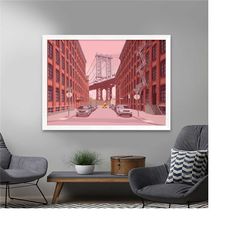 manhattan bridge framed poster