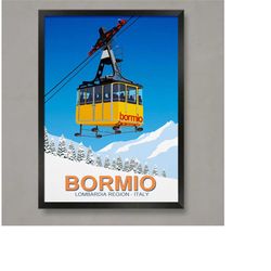 bormio ski resort poster, ski resort poster, ski print , snowboard poster,  ski gifts, ski poster