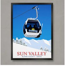 sun valley ski poster, ski resort poster, ski print , snowboard poster,  ski gifts, ski poster
