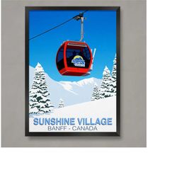 sunshine village ski resort poster, ski resort poster, ski print , snowboard poster,  ski gifts, ski poster