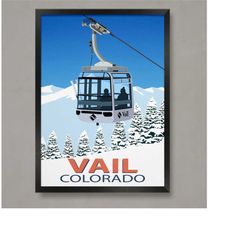 vail ski resort, colorado poster, ski resort poster, ski print , snowboard poster,  ski gifts, ski poster