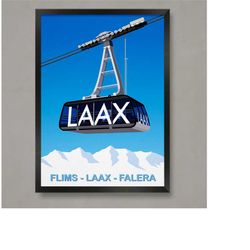 laax ski poster, ski resort poster, ski print , snowboard poster,  ski gifts, ski poster