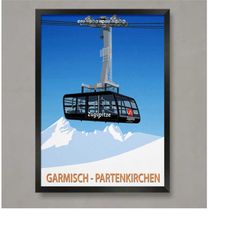 garmisch ski resort poster, ski resort poster, ski print, snowboard poster, ski gifts, ski poster