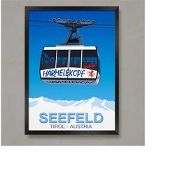 seefeld ski resort poster, ski resort poster, ski print , snowboard poster,  ski gifts, ski poster