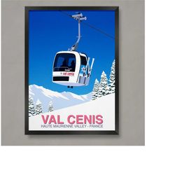 val cenis ski poster, ski resort poster, ski print , snowboard poster,  ski gifts, ski poster