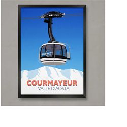 courmayeur ski resort poster, ski resort poster, ski print , snowboard poster,  ski gifts, ski poster