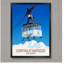 cortina ski resort poster, ski resort poster, ski print , snowboard poster, ski gifts, ski poster