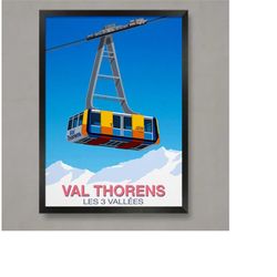 val thorens ski poster, ski resort poster, ski print , snowboard poster,  ski gifts, ski poster