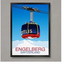 engelberg ski resort poster, ski resort poster, ski print , snowboard poster,  ski gifts, ski poster