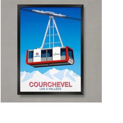 courchevel ski resort poster, ski resort poster, ski print , snowboard poster,  ski gifts, ski poster