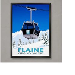 flaine ski resort poster, ski resort poster, ski print , snowboard poster,  ski gifts, ski poster