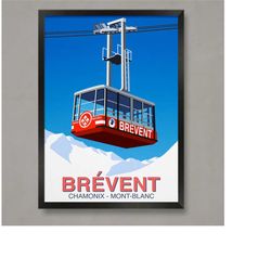 brevent , chamonix ski poster, ski resort poster, ski print , snowboard poster,  ski gifts, ski poster