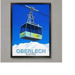 oberlech ski resort poster, ski resort poster, ski print , snowboard poster,  ski gifts, ski poster