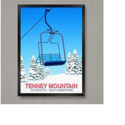 tenney mountain ski poster ,tenney ski poster,ski poster, ski resort poster, ski print , snowboard poster,  ski gifts, s