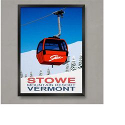 stowe ski resort poster, ski resort poster, ski print , snowboard poster,  ski gifts, ski poster
