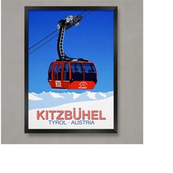 kitzbuhel ski resort poster, ski resort poster, ski print , snowboard poster,  ski gifts, ski poster