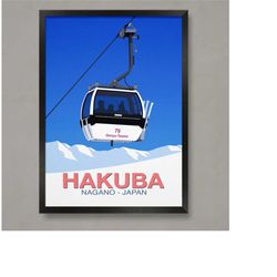 hakuba ski resort poster, ski resort poster, ski print , snowboard poster,  ski gifts, ski poster