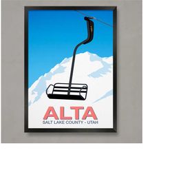 alta ski resort poster, ski resort poster, ski print , snowboard poster,  ski gifts, ski poster