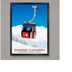 zauchensee/flachauwinkl ski poster, ski resort poster, ski print , snowboard poster,  ski gifts, ski poster