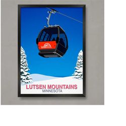 lutsen mountains ski poster, ski resort poster, ski print , snowboard poster,  ski gifts, ski poster