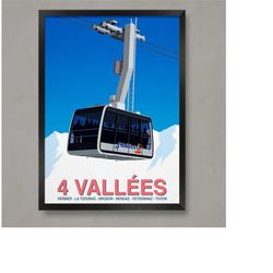 4 vallees ski poster, ski resort poster, ski print , snowboard poster,  ski gifts, ski poster