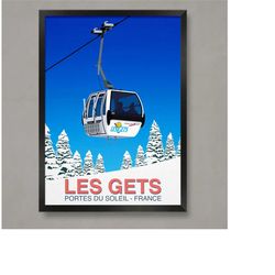 les gets ski poster, ski resort poster, ski print , snowboard poster,  ski gifts, ski poster