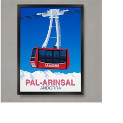 pal - arinsal ski poster, ski resort poster, ski print , snowboard poster,  ski gifts, ski poster