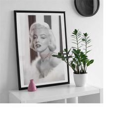 marilyn monroe poster print, vintage hollywood movie canvas wall art, retro black and white photo