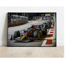 checo perez poster, sergio perez poster, red bull racing poster print - f1 canvas wall art