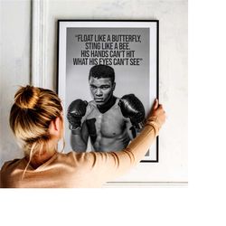 muhammad ali qoute poster print, boxing legends canvas wall art, sports poster