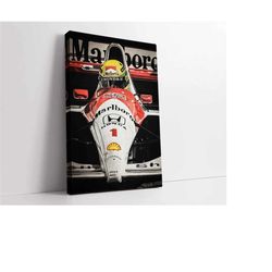 ayrton senna poster print - mclaren f1 canvas - monaco gp - formula 1 racing wall art