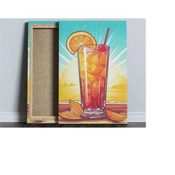 bar cart prints and accessories, tequila sunrise cocktail art, alcohol poster, bar cart decor, cocktail wall art, cockta