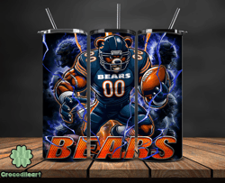 chicago bears tumbler wrap glow, nfl logo tumbler png, nfl design png, design by crocodileart-06