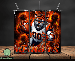 cincinnati bengals tumbler wrap glow, nfl logo tumbler png, nfl design png, design by crocodileart-07