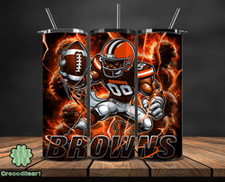 cleveland browns tumbler wrap glow, nfl logo tumbler png, nfl design png, design by crocodileart-08