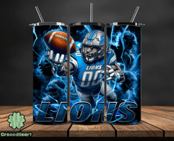 detroit lions tumbler wrap glow, nfl logo tumbler png, nfl design png, design by crocodileart-11