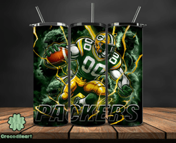 green bay packers tumbler wrap glow, nfl logo tumbler png, nfl design png, design by crocodileart-12