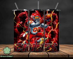 kansas city chiefs tumbler wrap glow, nfl logo tumbler png, nfl design png, design by crocodileart-16