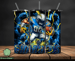 los angeles chargers tumbler wrap glow, nfl logo tumbler png, nfl design png, design by crocodileart-18