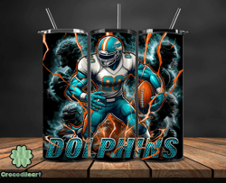 miami dolphins tumbler wrap glow, nfl logo tumbler png, nfl design png, design by crocodileart-20
