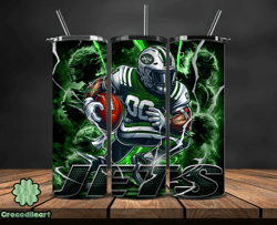 new york jets tumbler wrap glow, nfl logo tumbler png, nfl design png, design by crocodileart-25