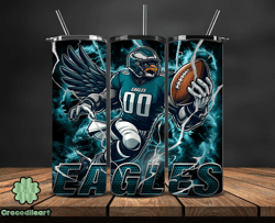philadelphia eagles tumbler wrap glow, nfl logo tumbler png, nfl design png, design by crocodileart-26