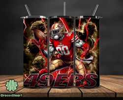 san francisco 49ers tumbler wrap glow, nfl logo tumbler png, nfl design png, design by crocodileart-28