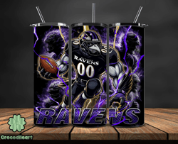 baltimore ravens tumbler wrap glow, nfl logo tumbler png, nfl design png, design by crocodileart-03