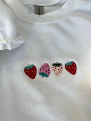 strawberry embroidered sweatshirt, strawberry t-shirt, strawberry hoodie