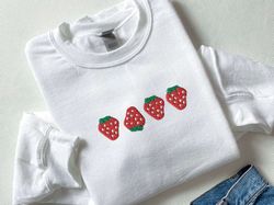 embroidered strawberry  sweatshirt, embroidered strawberry hoodie, embroidered strawberry shirt