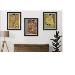 set of 3 gustav klimt art prints / 3 sizes / framed available / art nouveau / wall decor / poster prints / wall art / ho