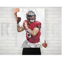 baker mayfield tampa bay buccaneers poster/canvas print, watercolor painting football art, office, man cave, bedroom wal