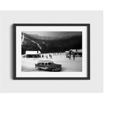 1956 stowe vermont vintage ski photo print - digital download, printable art, vintage ski art, ski home decor, ski wall